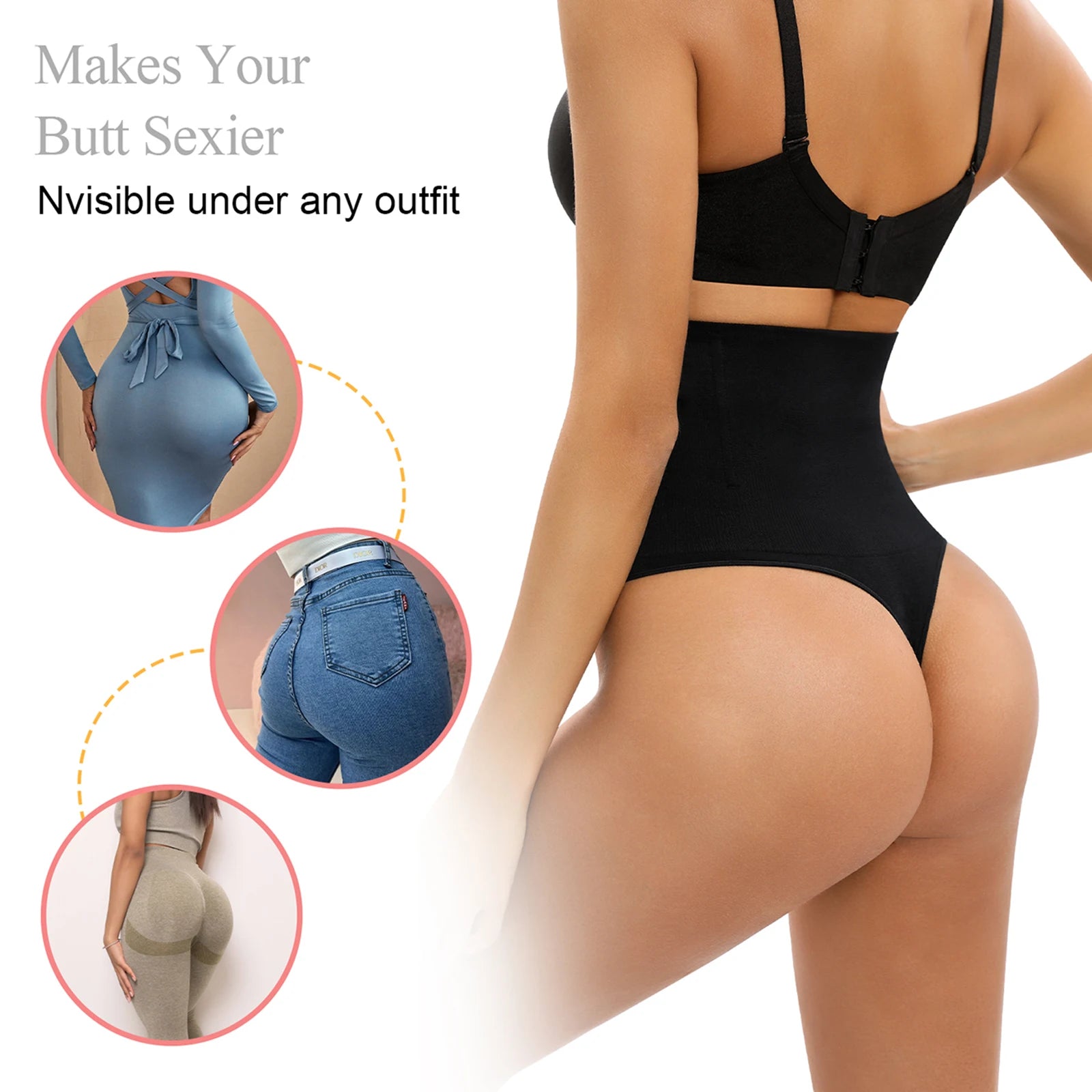 Women's Tummy Control Thong Shapewear High Waist Panties