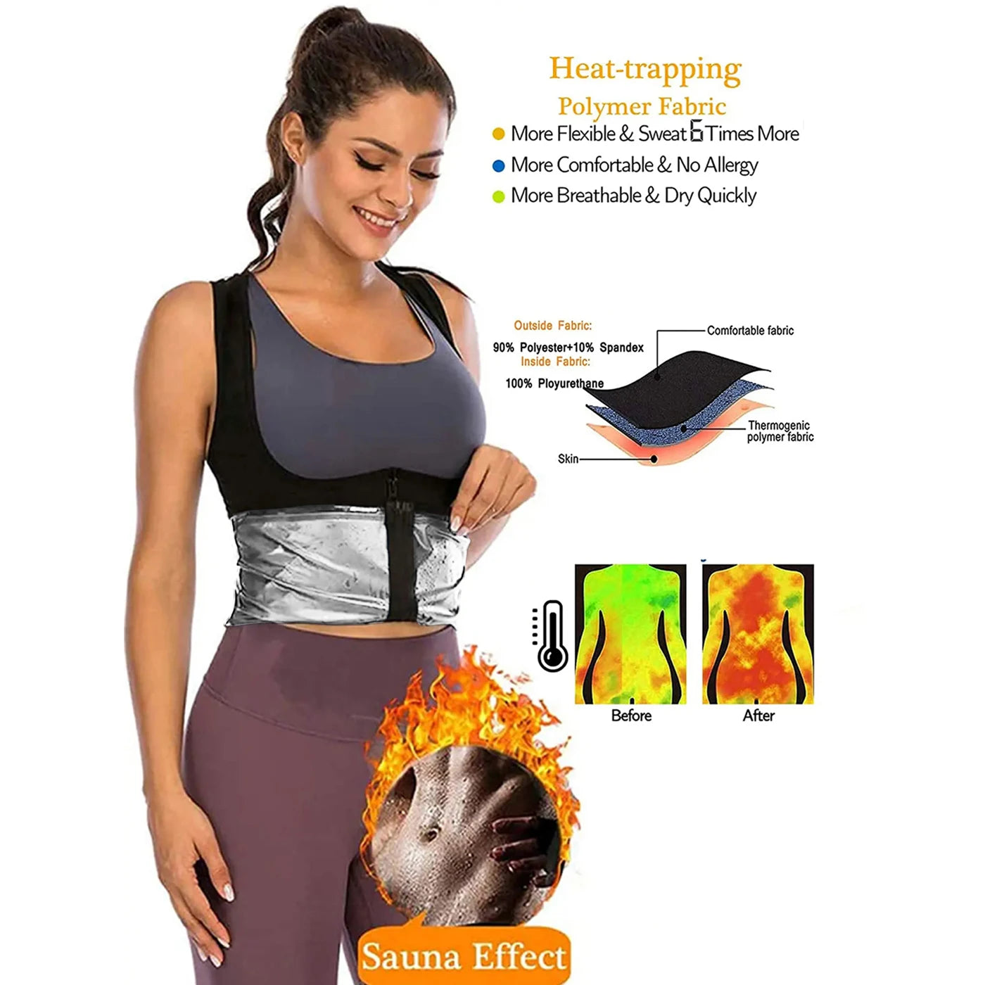 Sweat Vest Sauna Sweat Suit for Women Sauna Shirt Shapewear